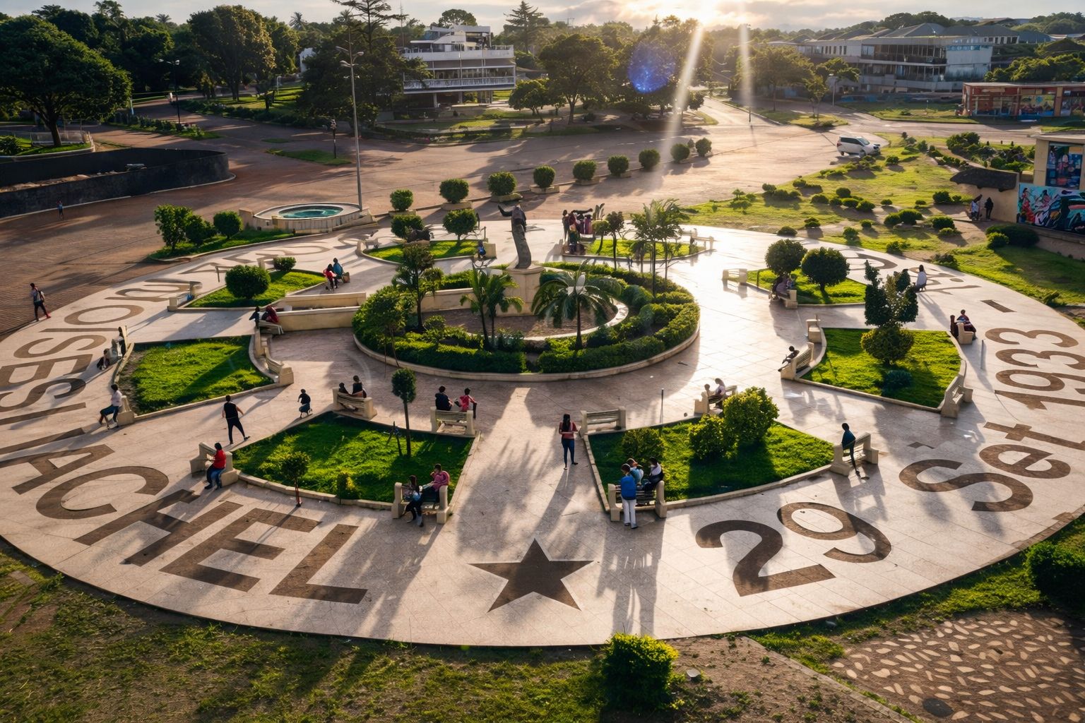 Vista panorâmica da cidade de Lichinga com edifícios e paisagem verde